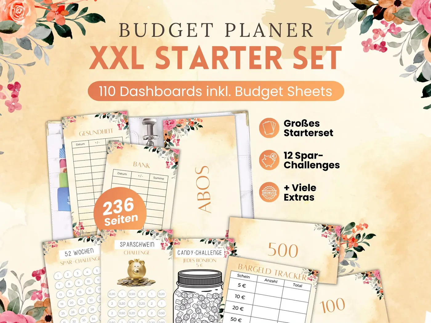 Budget Planer XXL Starter Set: Orange Flower