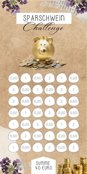 Sparschwein Challenge im Purple Paper Design