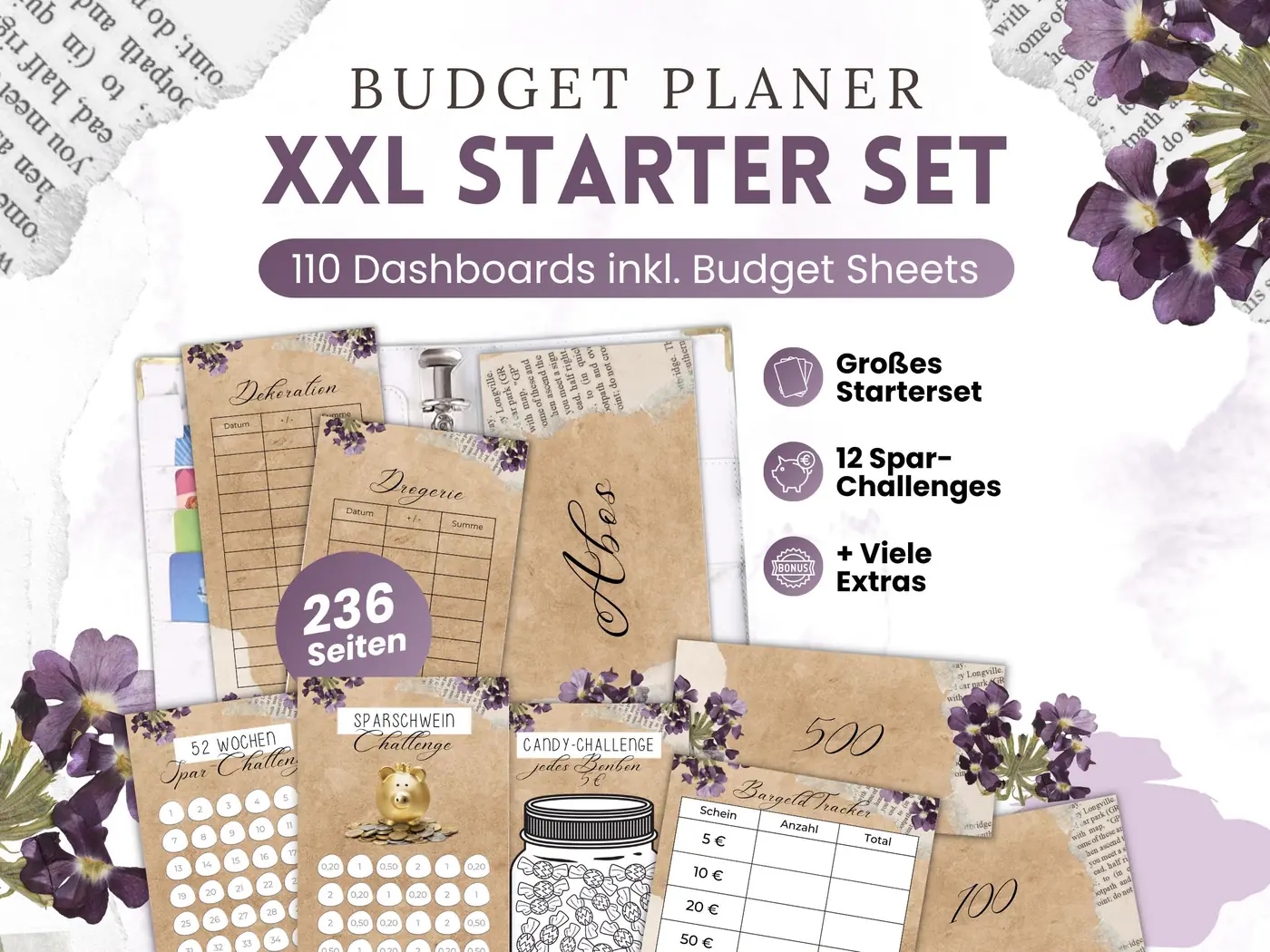 Budget Planer XXL Starter Set: Purple Paper