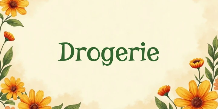 Deckblatt Drogerie im Retro 70er Design