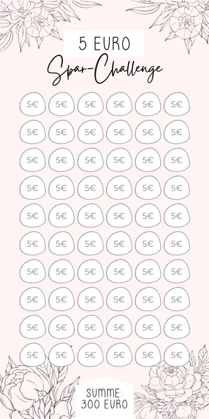 5 Euro Challenge im Rosa-Schwarz Design