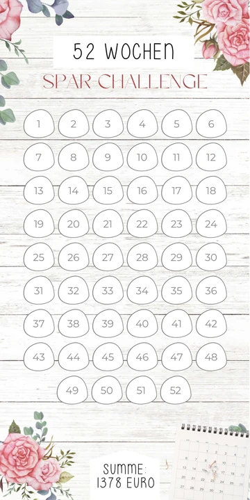 52 Wochen Sparchallenge im Rosé Design