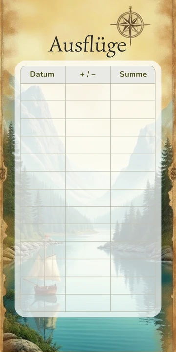 Budget Sheet Ausflüge im Schatzkarte Abenteuer Design zum Nachdrucken