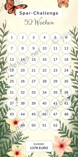 52 Wochen Challenge im Schmetterlinge Botanik Design