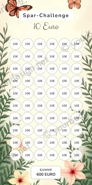 10 Euro Challenge im Schmetterlinge Botanik Design