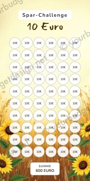 10 Euro Challenge im Sonnenblumen Design