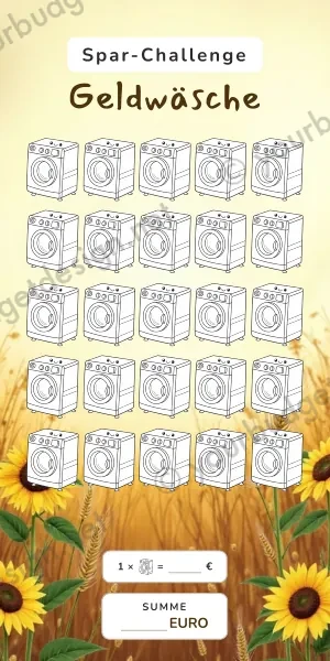 Geldwäsche Challenge im Sonnenblumen Design