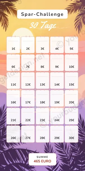 30 Tage Challenge im Sonnenuntergang Design