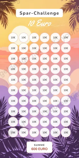 10 Euro Challenge im Sonnenuntergang Design