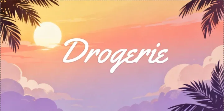 Deckblatt Drogerie im Sonnenuntergang Design