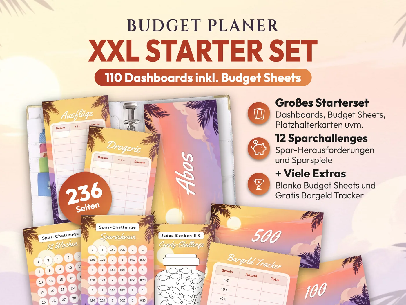 Budget Planer XXL Starter Set: Sonnenuntergang