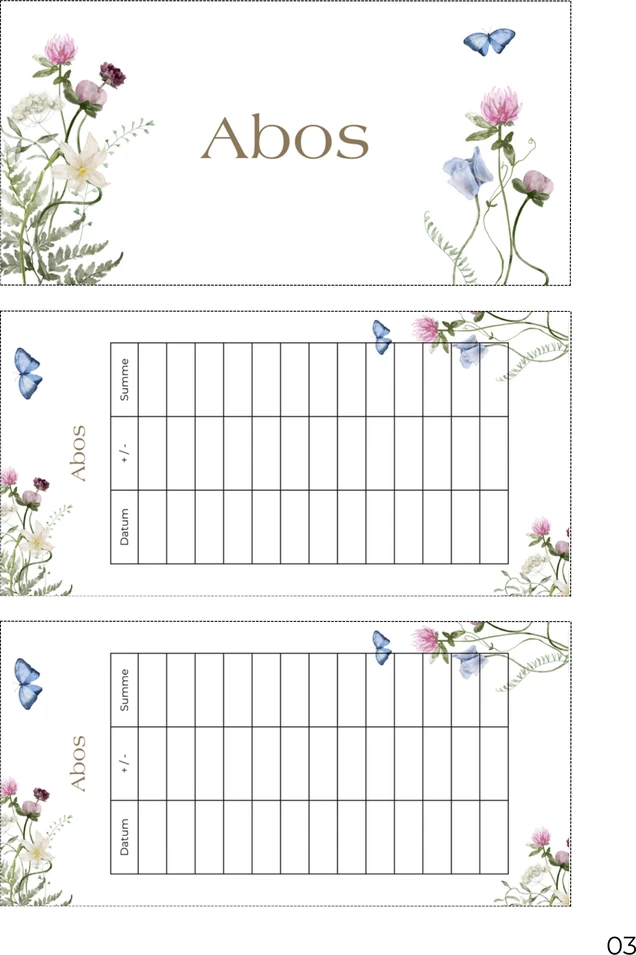 A4-Druckseite im Spring Design mit Deckblatt und zwei Budget Sheets zum Ausschneiden
