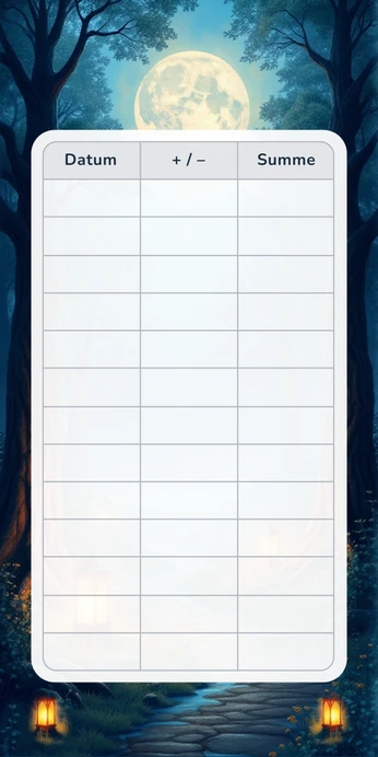Blanko Budget Sheet im Verwunschener Wald Nacht Design