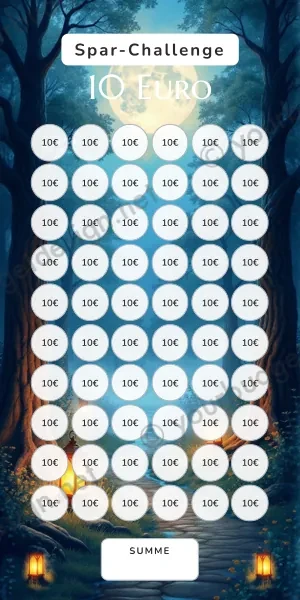 10 Euro Challenge im Verwunschener Wald Nacht Design