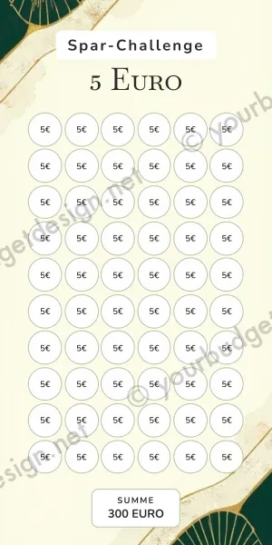 5 Euro Challenge im Vintage Art-déco Gold Design