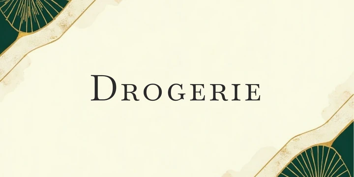 Deckblatt Drogerie im Vintage Art-déco Gold Design