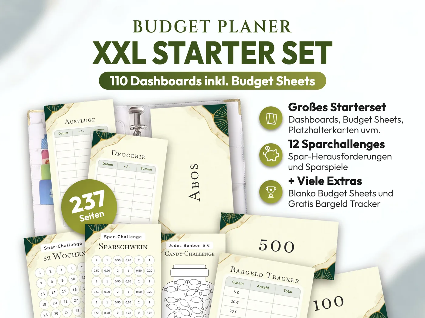 Budget Planer XXL Starter Set: Vintage Art-déco Gold