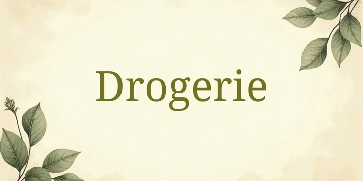 Deckblatt Drogerie im Vintage Botanik Sepia Design