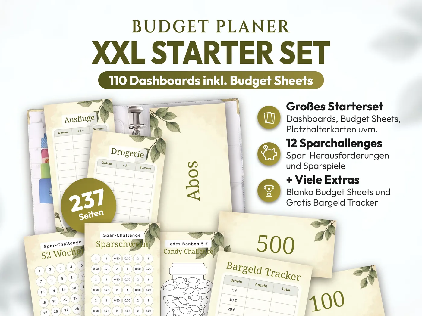Budget Planer XXL Starter Set: Vintage Botanik Sepia