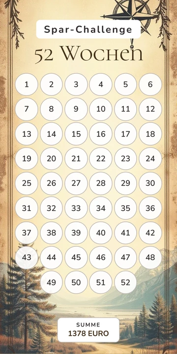 52 Wochen Sparchallenge im Vintage Landkarte Design