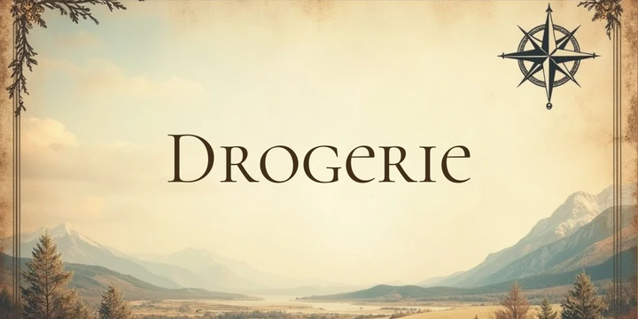 Deckblatt Drogerie im Vintage Landkarte Design