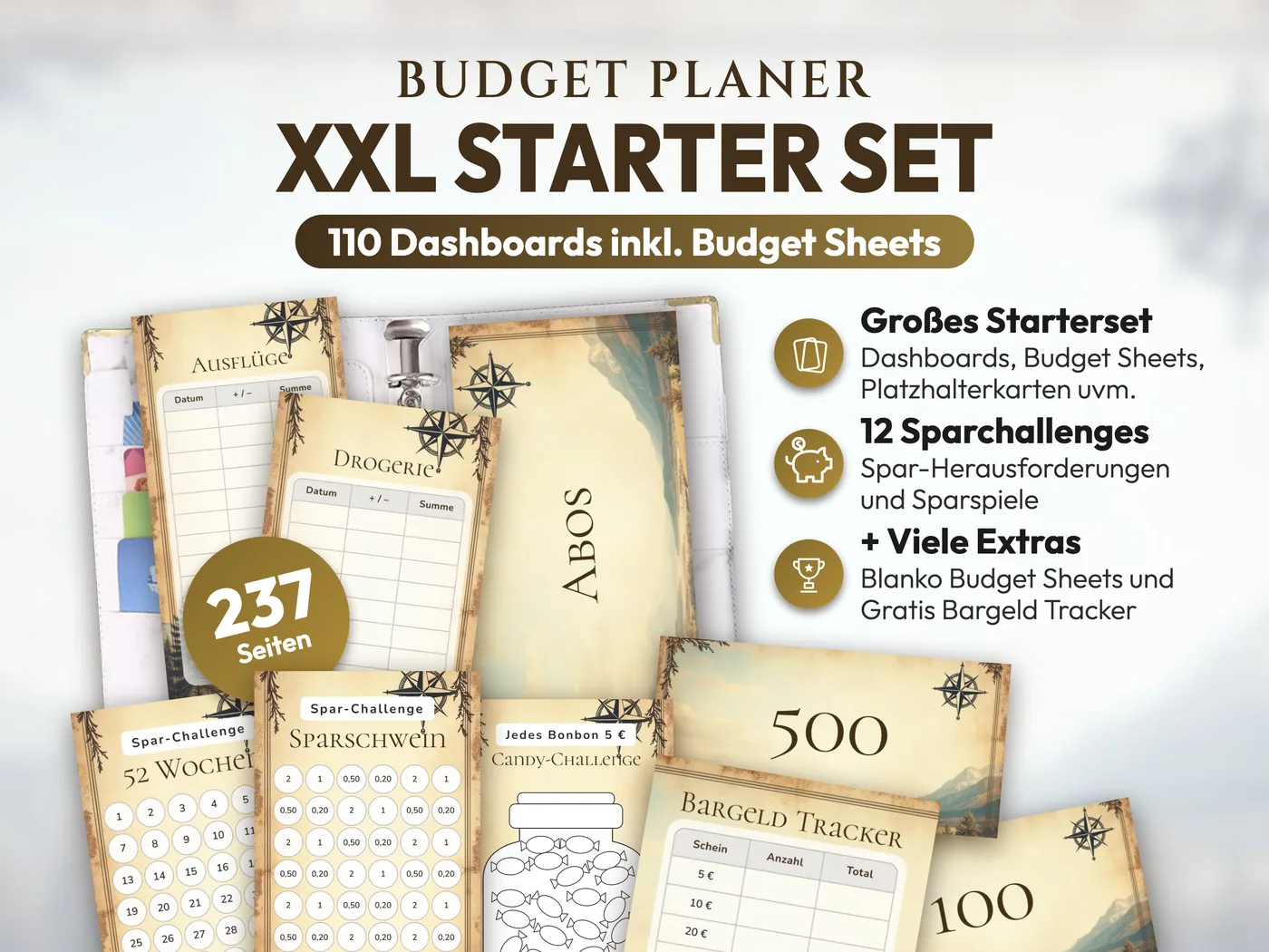 Budget Planer XXL Starter Set: Vintage Landkarte