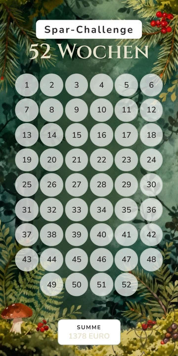 52-Wochen-Challenge Vorlage zum Ausmalen