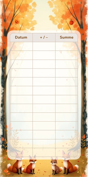 Blanko Budget Sheet im Waldtiere Design