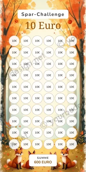10 Euro Challenge im Waldtiere Design
