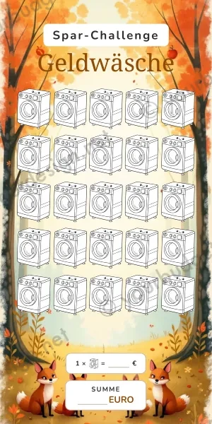 Geldwäsche Challenge im Waldtiere Design