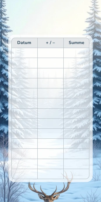 Blanko Budget Sheet im Winter Reh Design