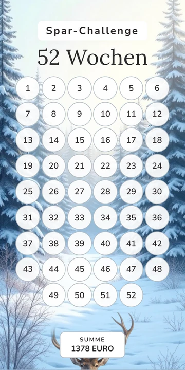 52 Wochen Sparchallenge im Winter Reh Design